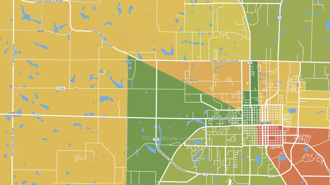Westwood, GA Map of Burglary Rates
