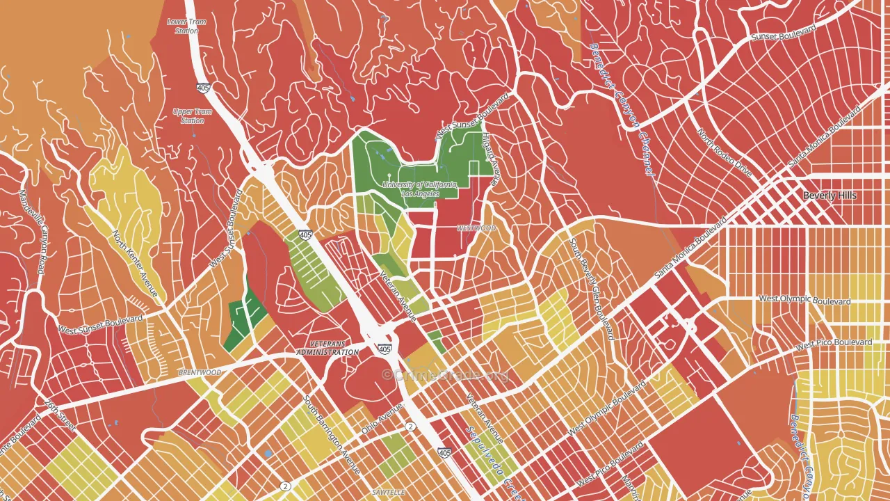 Westwood, Los Angeles, CA Map of Burglary Rates