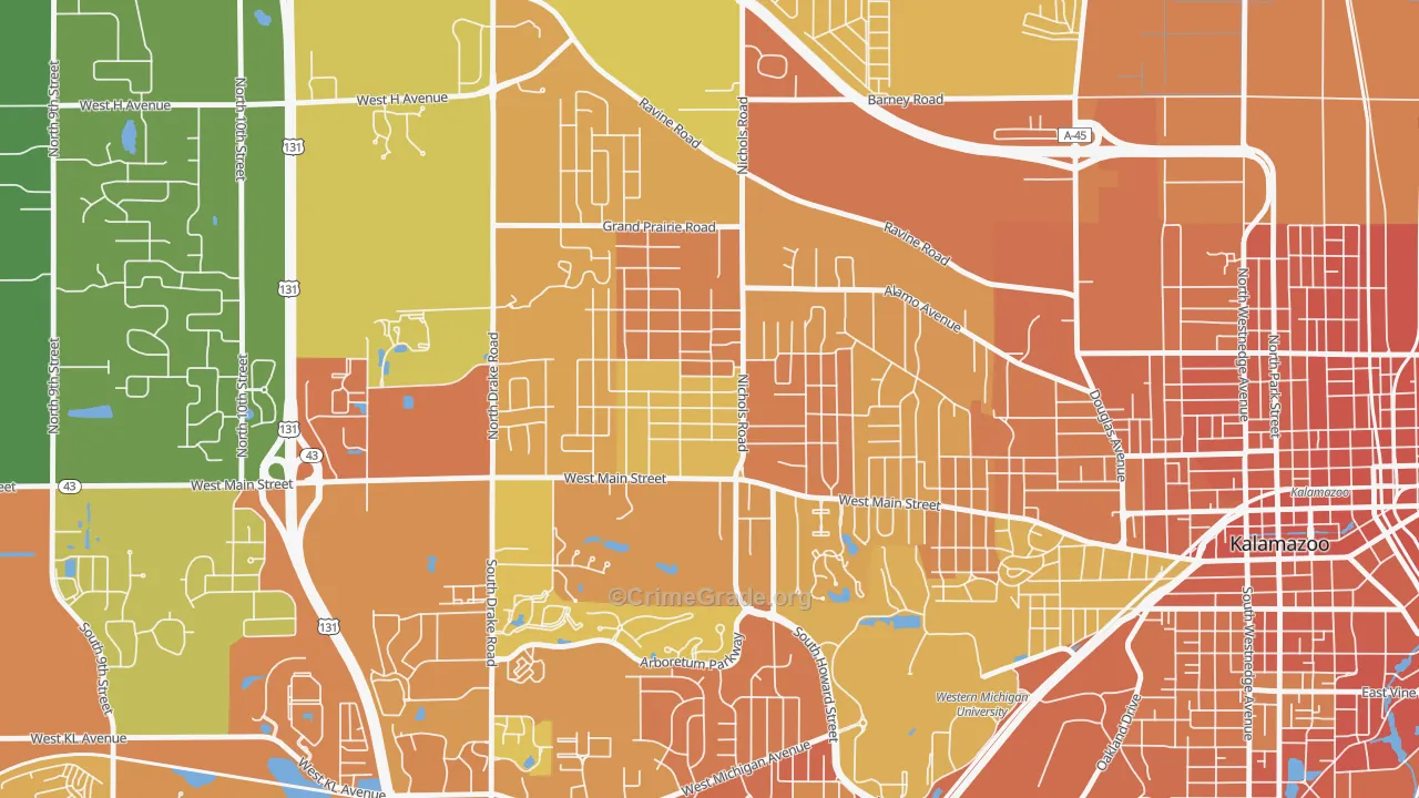 Westwood, MI Map of Burglary Rates