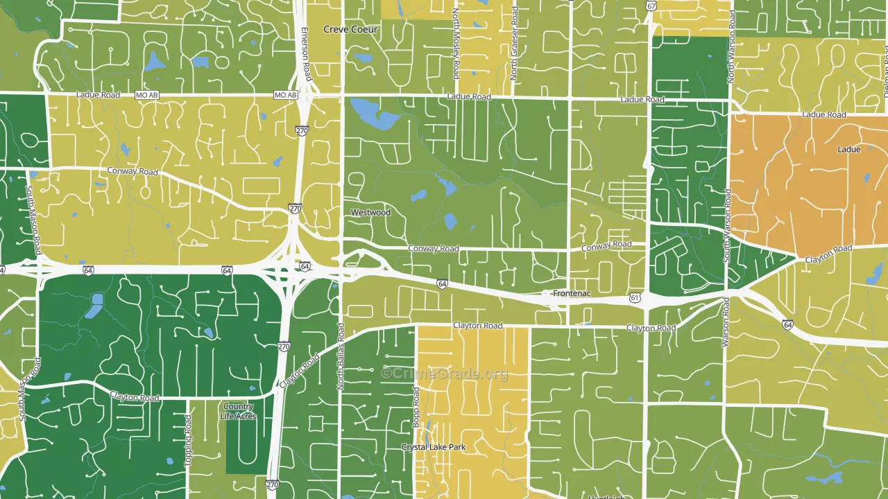 Westwood, MO Map of Burglary Rates