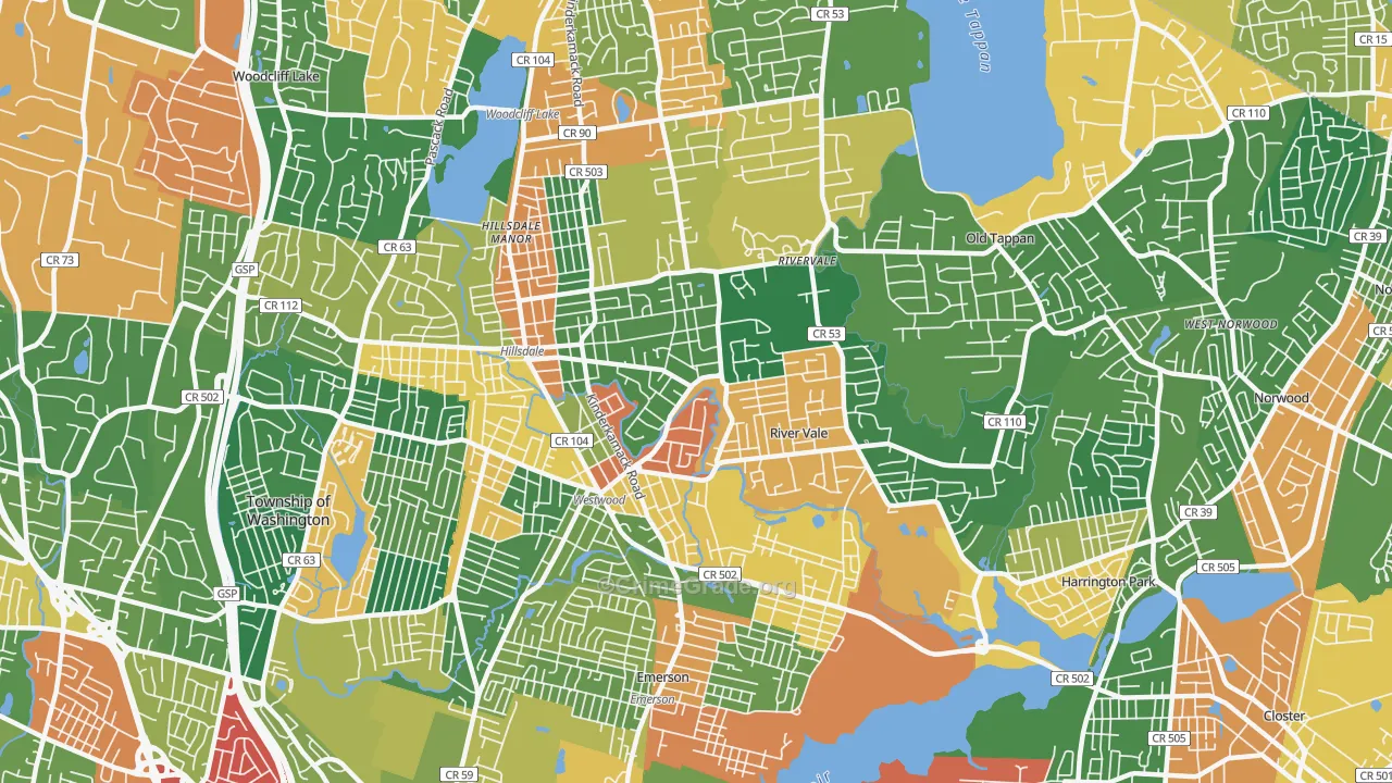 Westwood, NJ Map of Burglary Rates