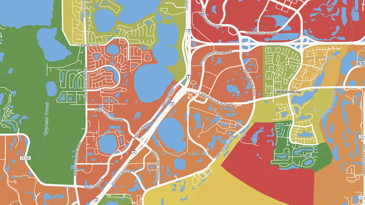 Westwood, Orlando, FL Map of Burglary Rates