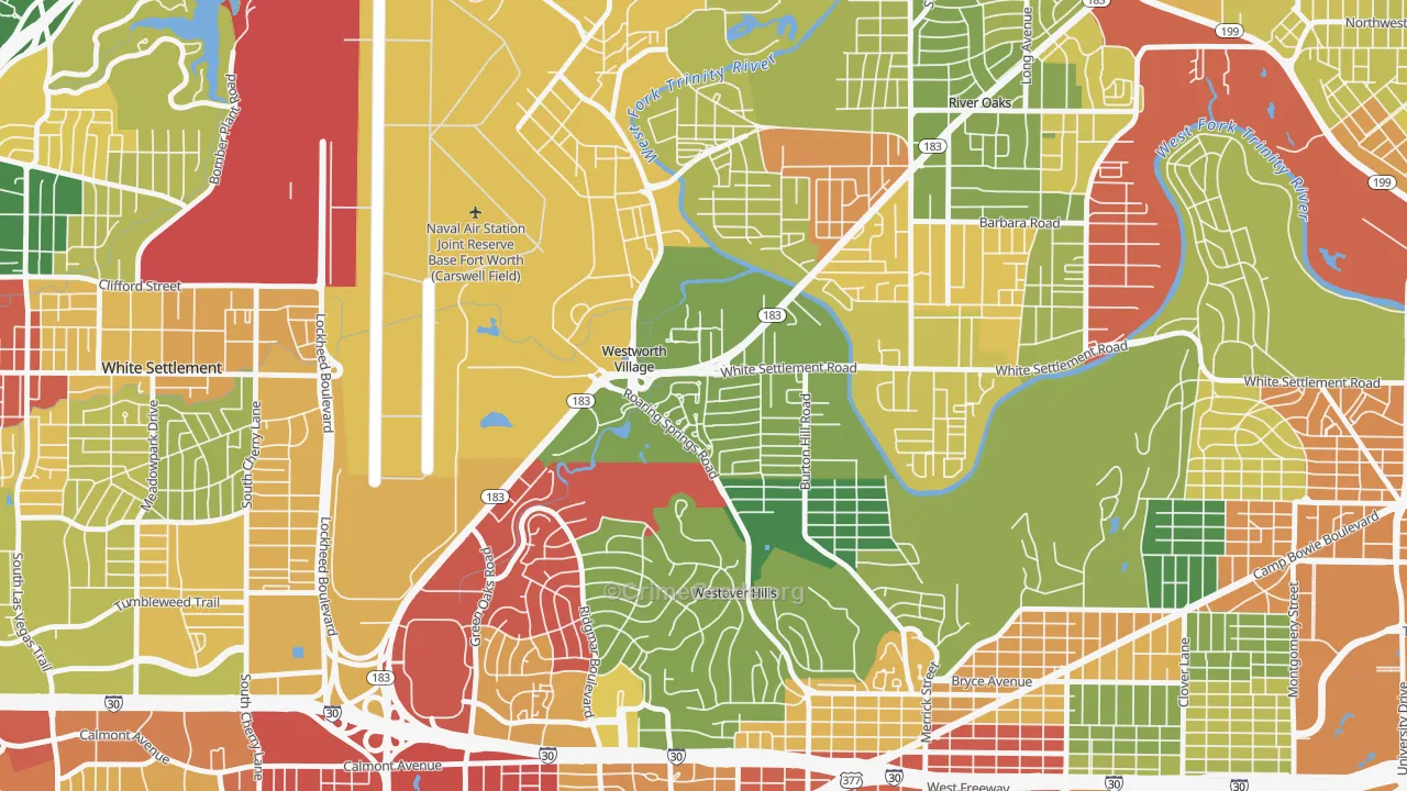 Westworth Village, TX Map of Burglary Rates