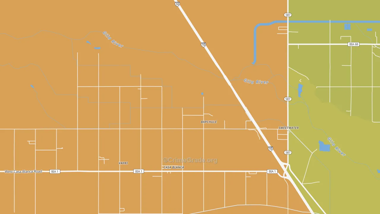 Wet Camp Village, AZ Map of Burglary Rates