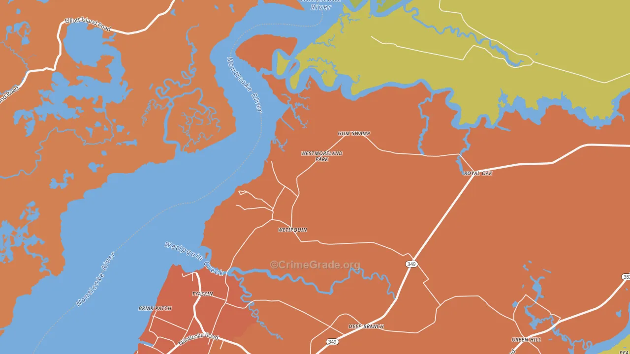 Wetipquin, MD Map of Burglary Rates