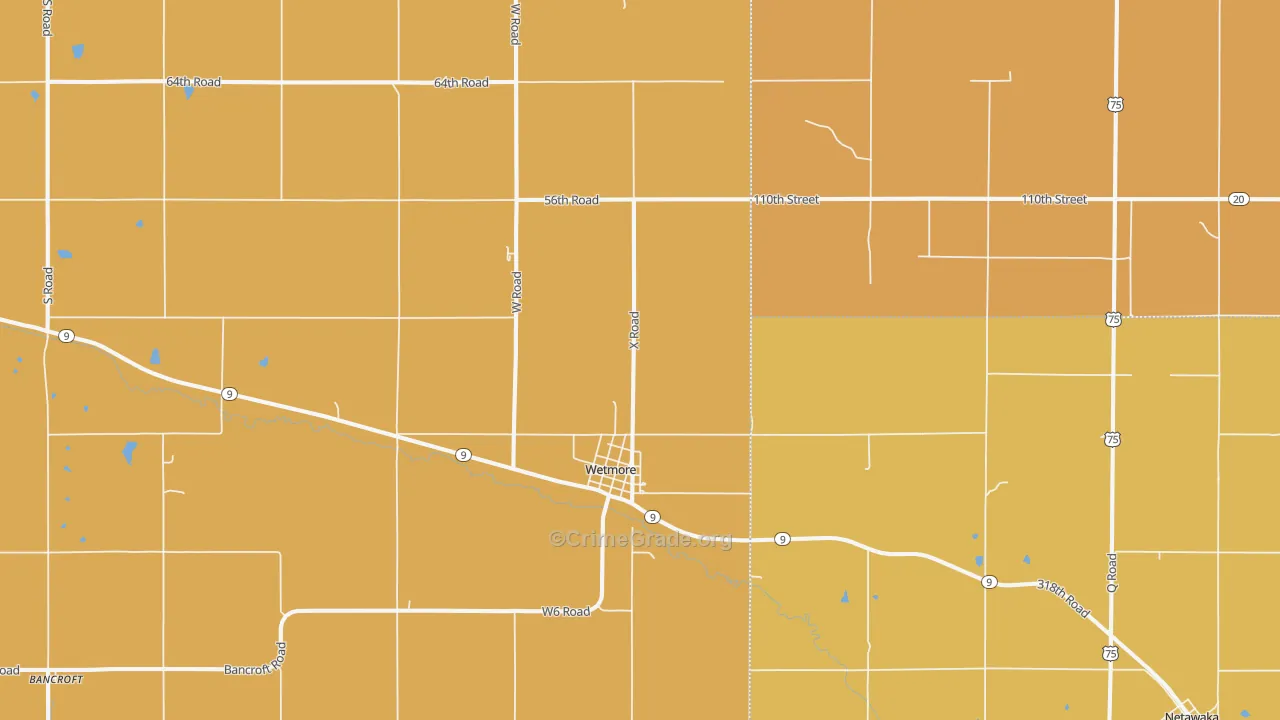 Wetmore, KS Map of Burglary Rates