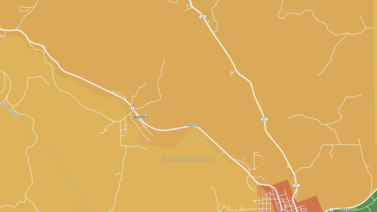 Wetmore, PA Map of Burglary Rates