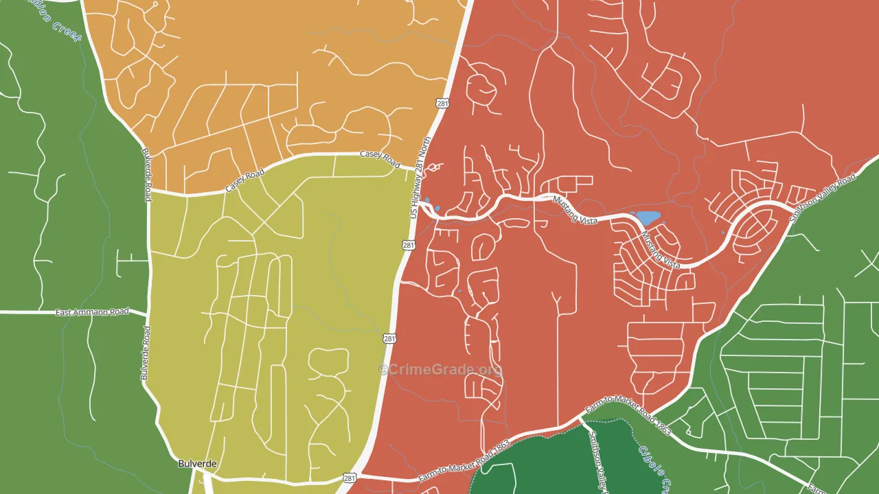 Wetmore, TX Map of Burglary Rates