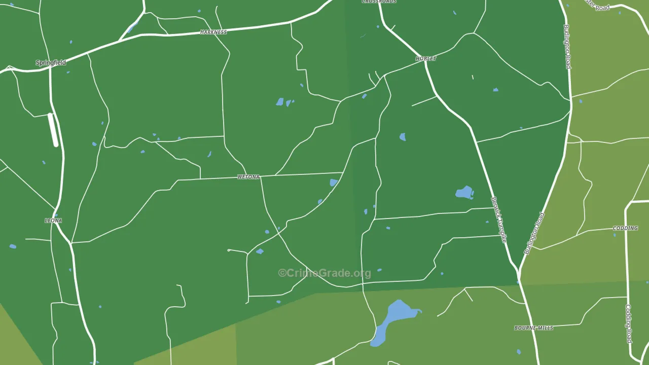 Wetona, PA Map of Burglary Rates