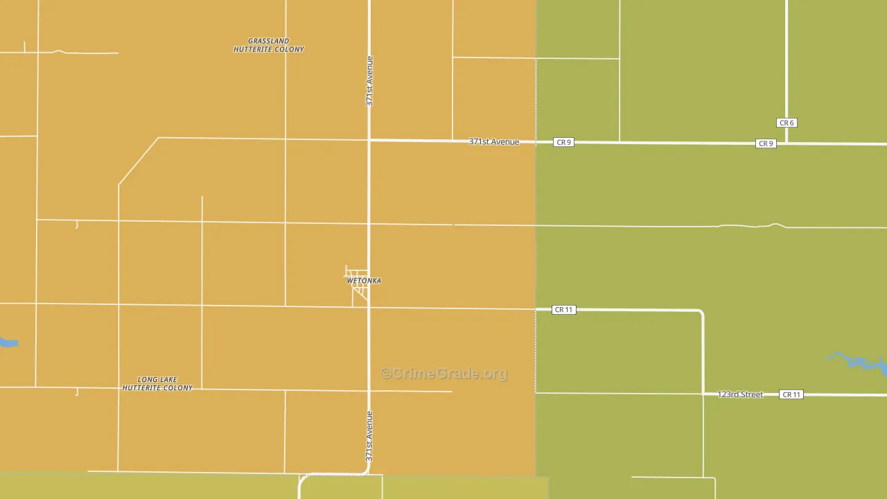 Wetonka, SD Map of Burglary Rates