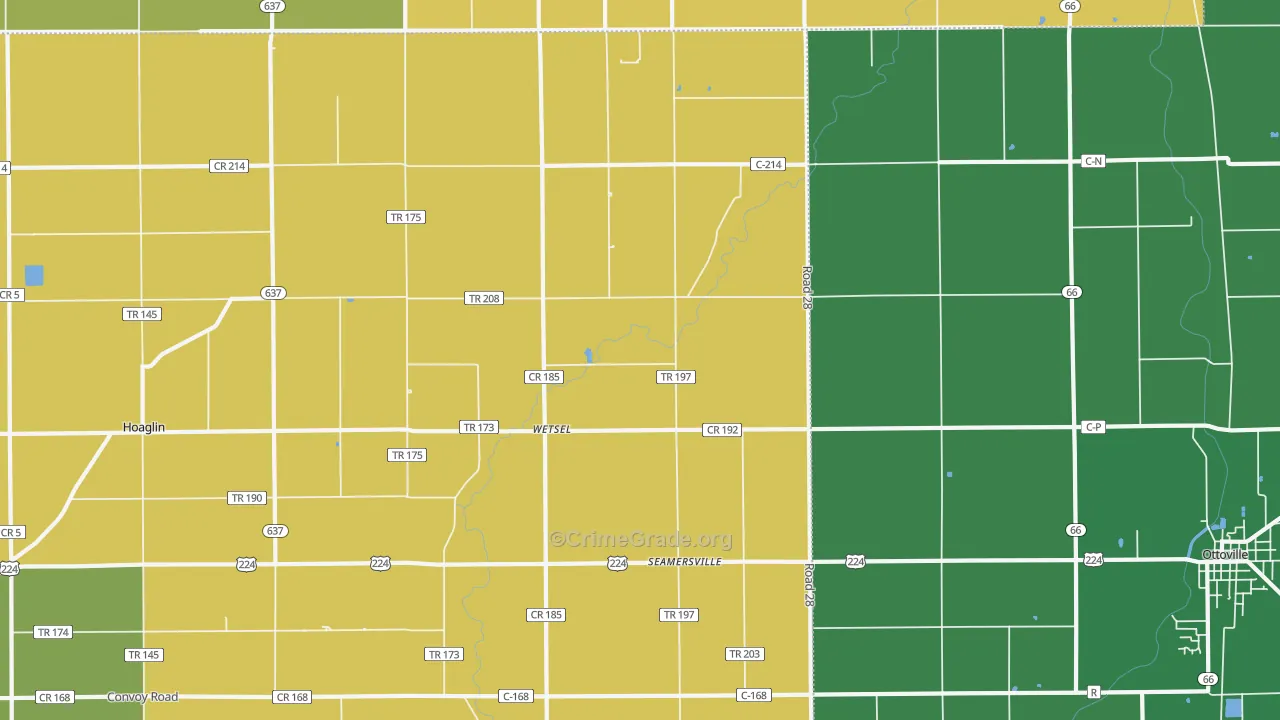 Wetsel, OH Map of Burglary Rates