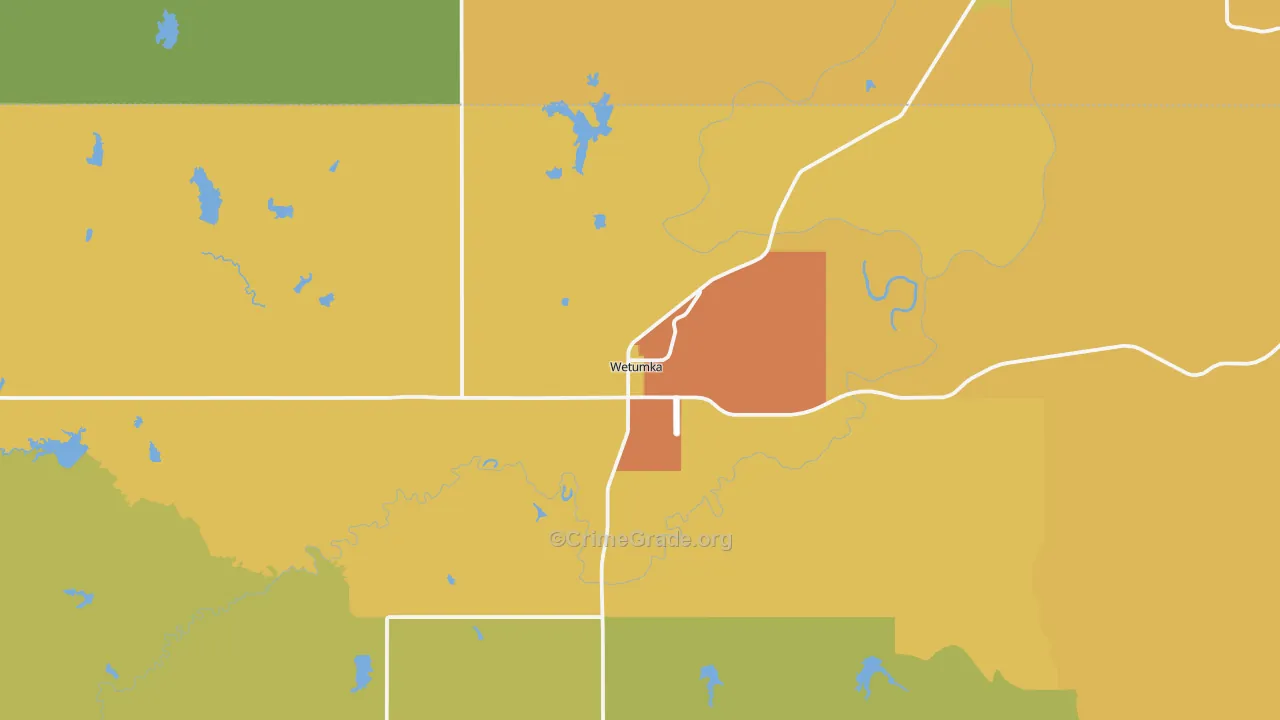 Wetumka, OK Map of Burglary Rates