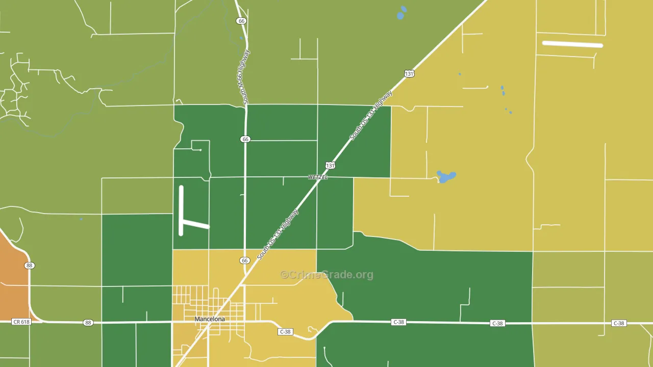 Wetzel, MI Map of Burglary Rates