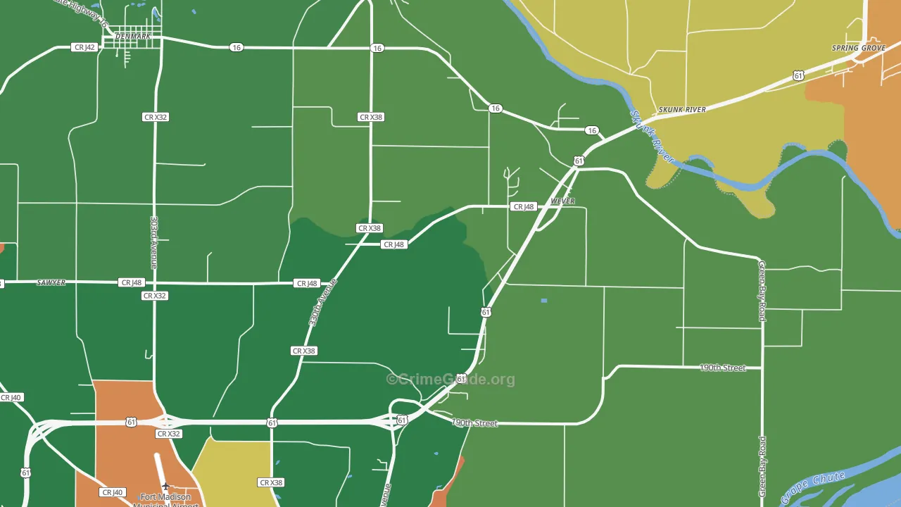 Wever, IA Map of Burglary Rates