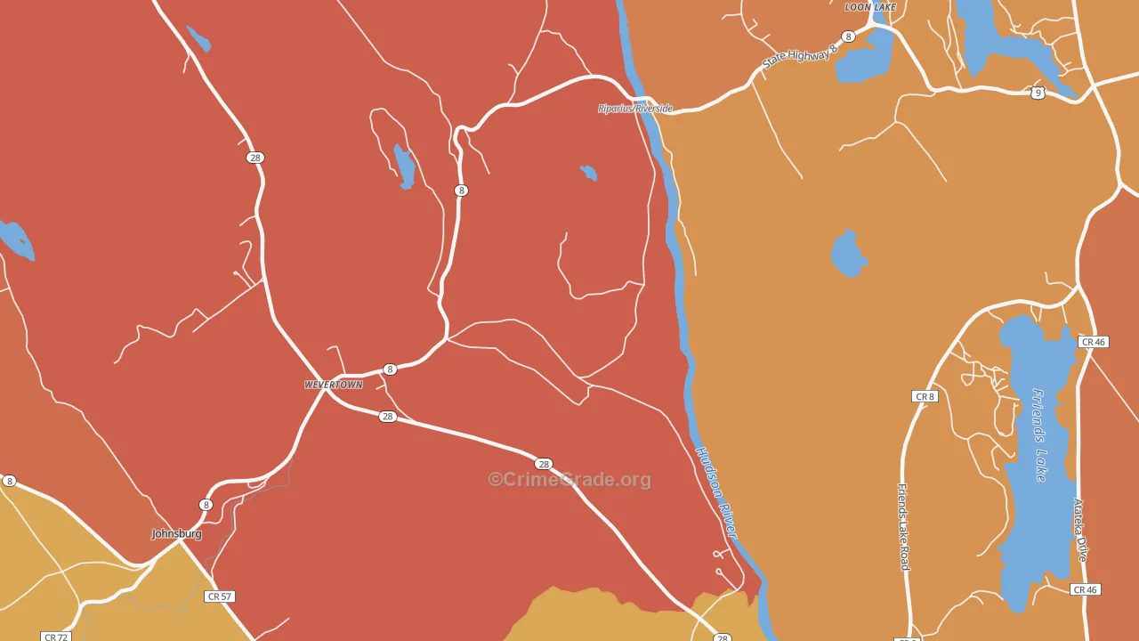 Wevertown, NY Map of Burglary Rates