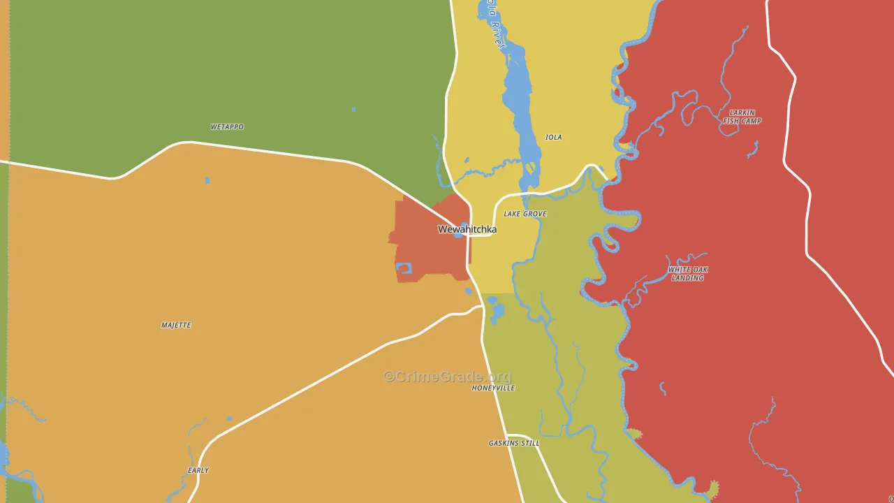 Wewahitchka, FL Map of Burglary Rates