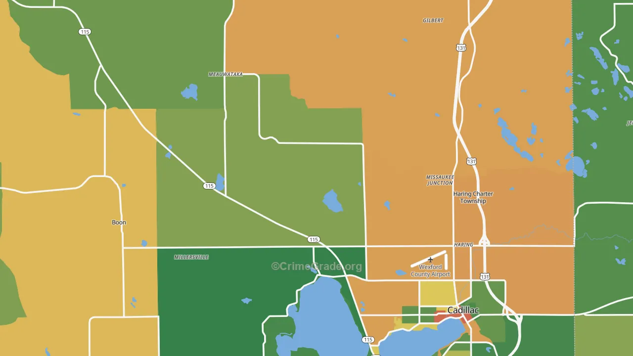 Wexford County, MI Map of Burglary Rates
