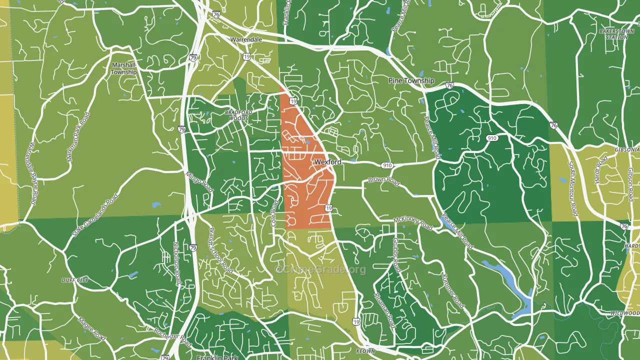Wexford, PA Map of Burglary Rates