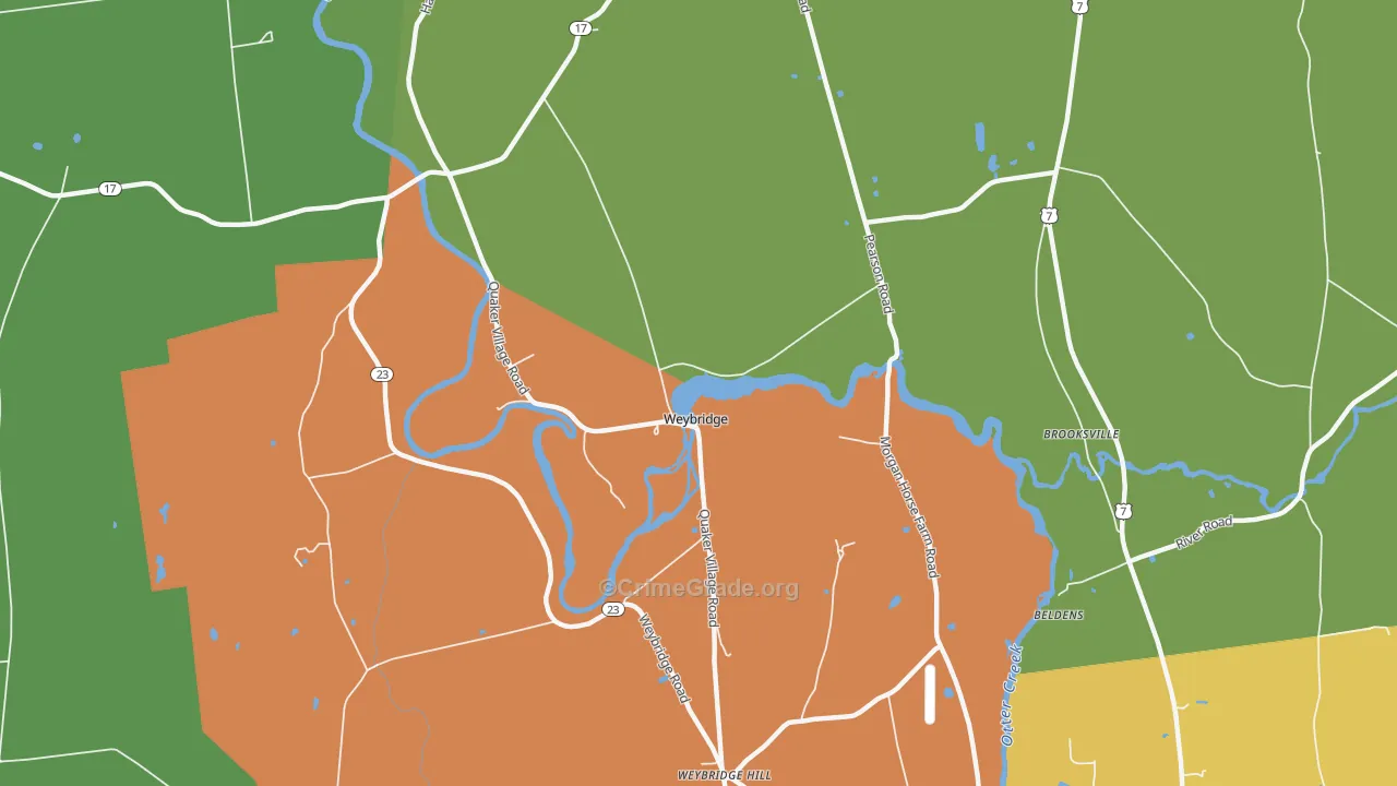 Weybridge, VT Map of Burglary Rates