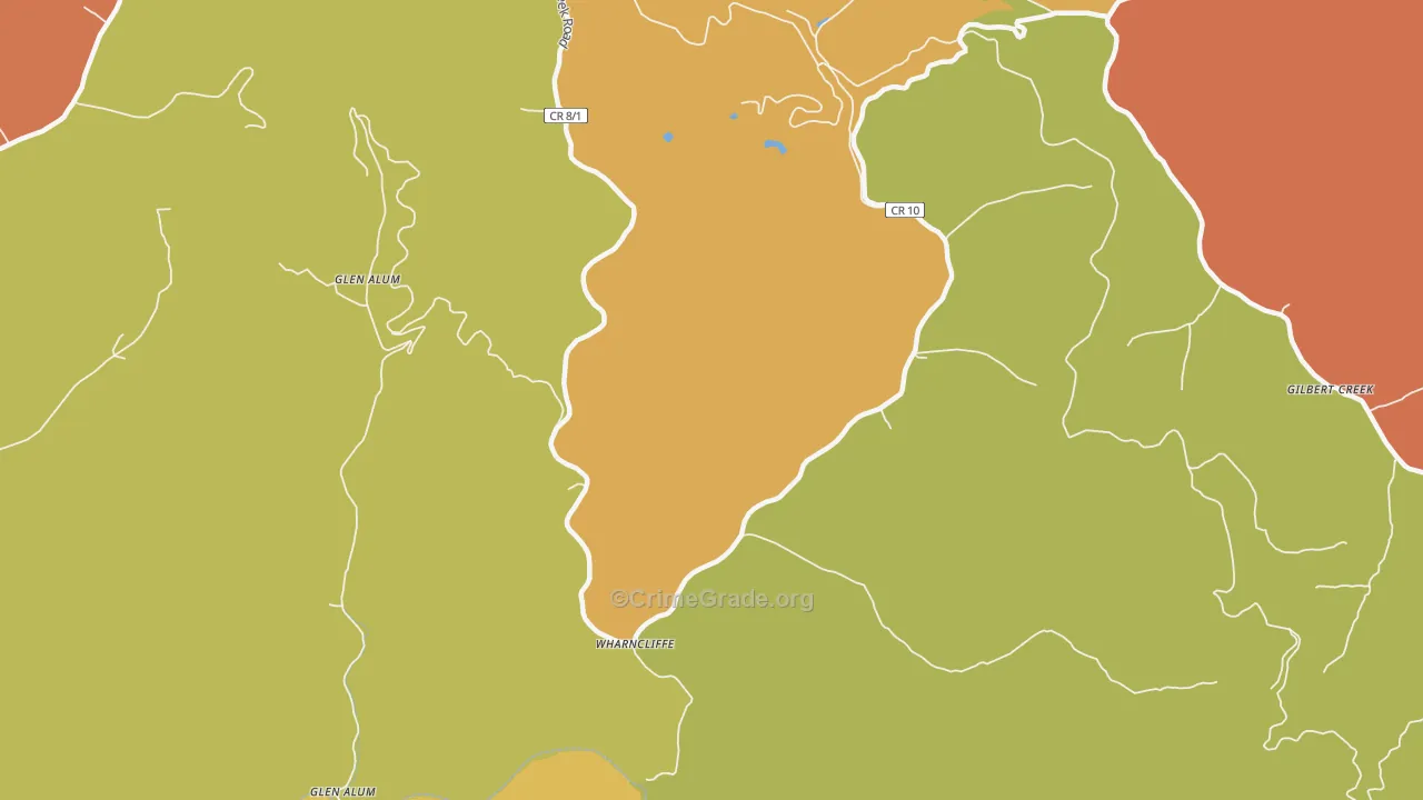 Wharncliffe, WV Map of Burglary Rates
