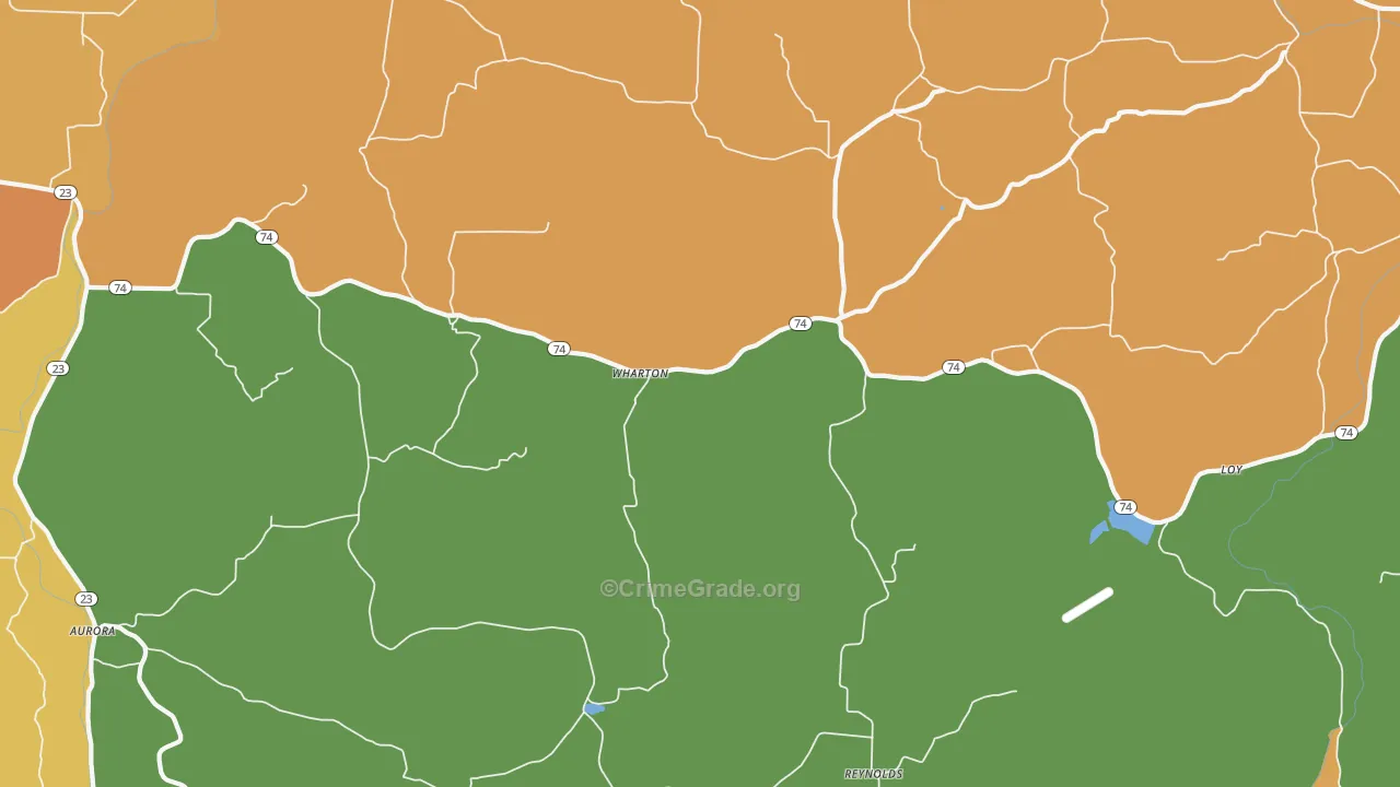 Wharton, AR Map of Burglary Rates
