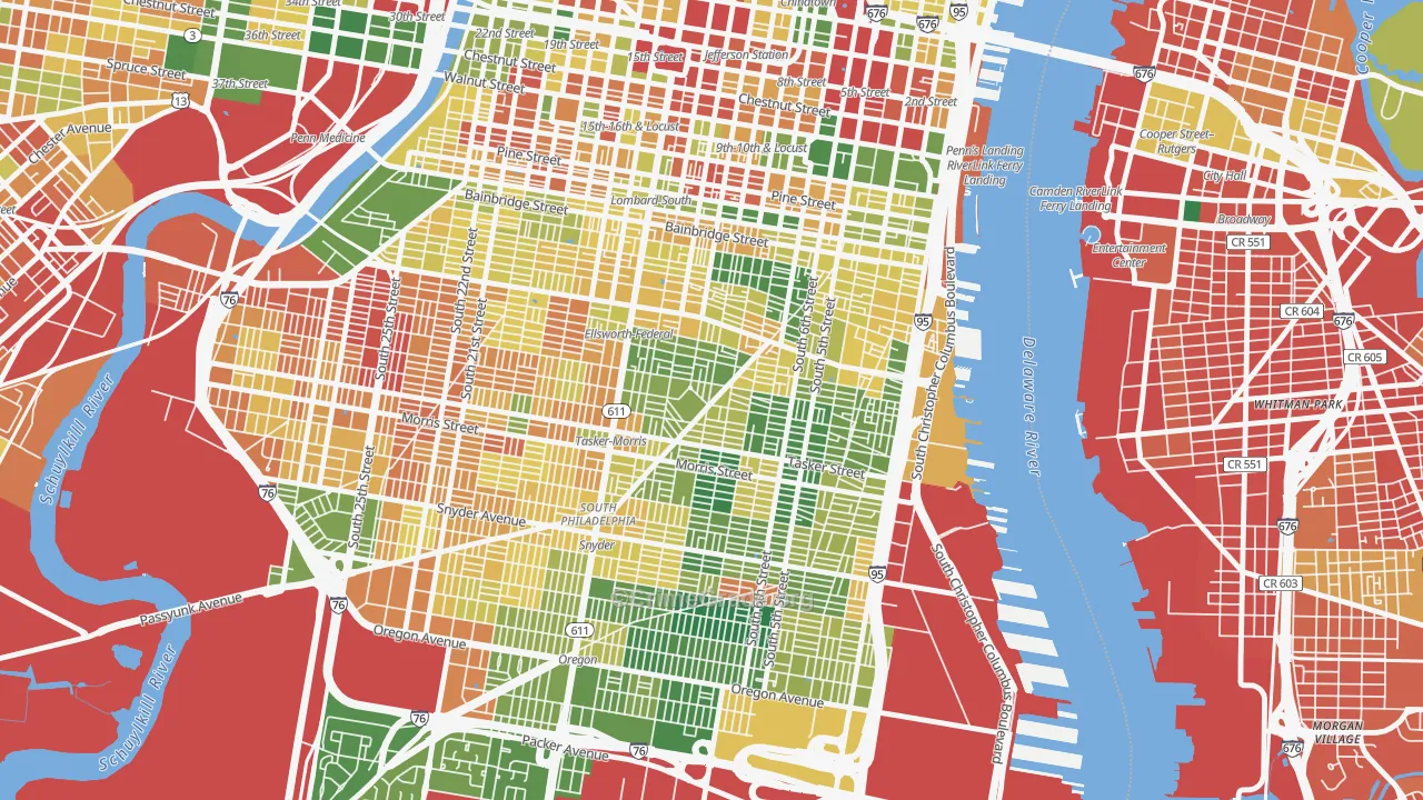 Wharton-Hawthorne-Bella Vista, Philadelphia, PA Map of Burglary Rates