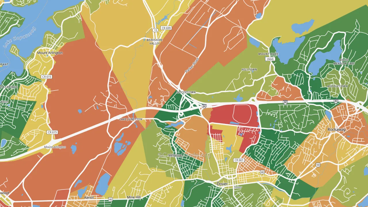 Wharton, NJ Map of Burglary Rates