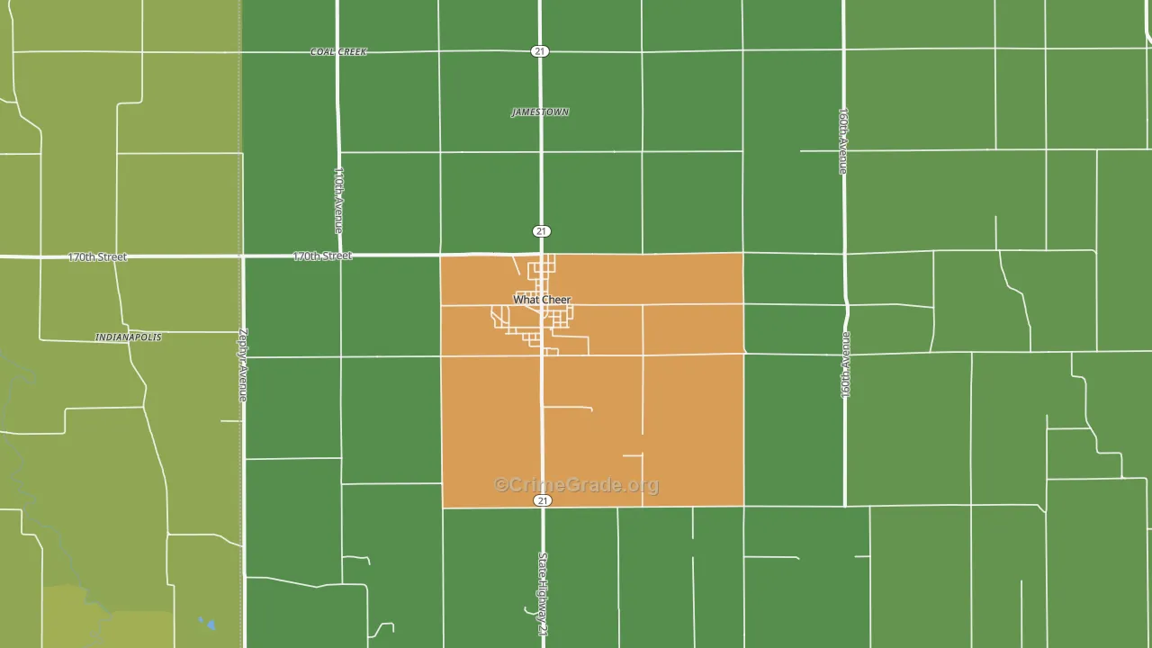 What Cheer, IA Map of Burglary Rates