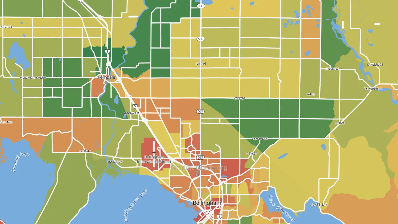 Whatcom County, WA Map of Burglary Rates