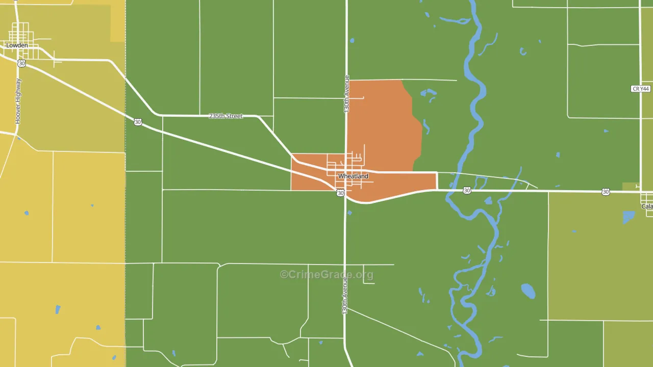 Wheatland, IA Map of Burglary Rates