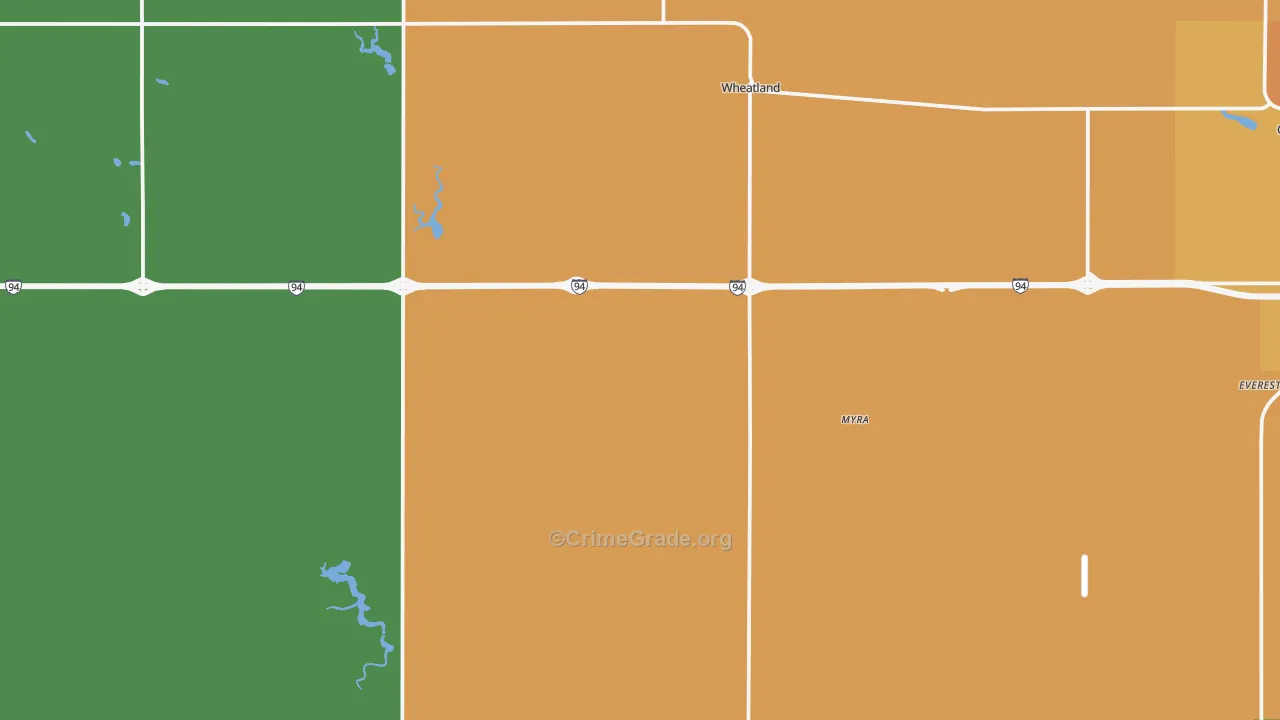 Wheatland, ND Map of Burglary Rates