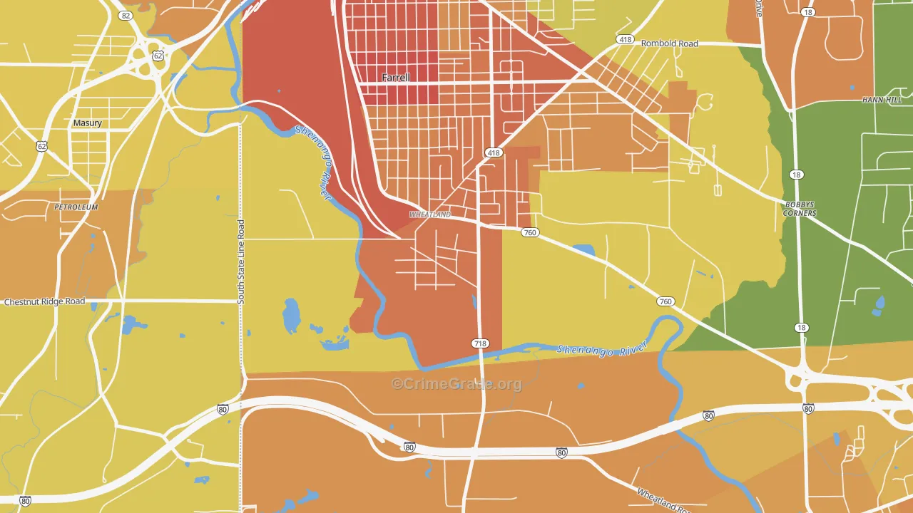 Wheatland, PA Map of Burglary Rates