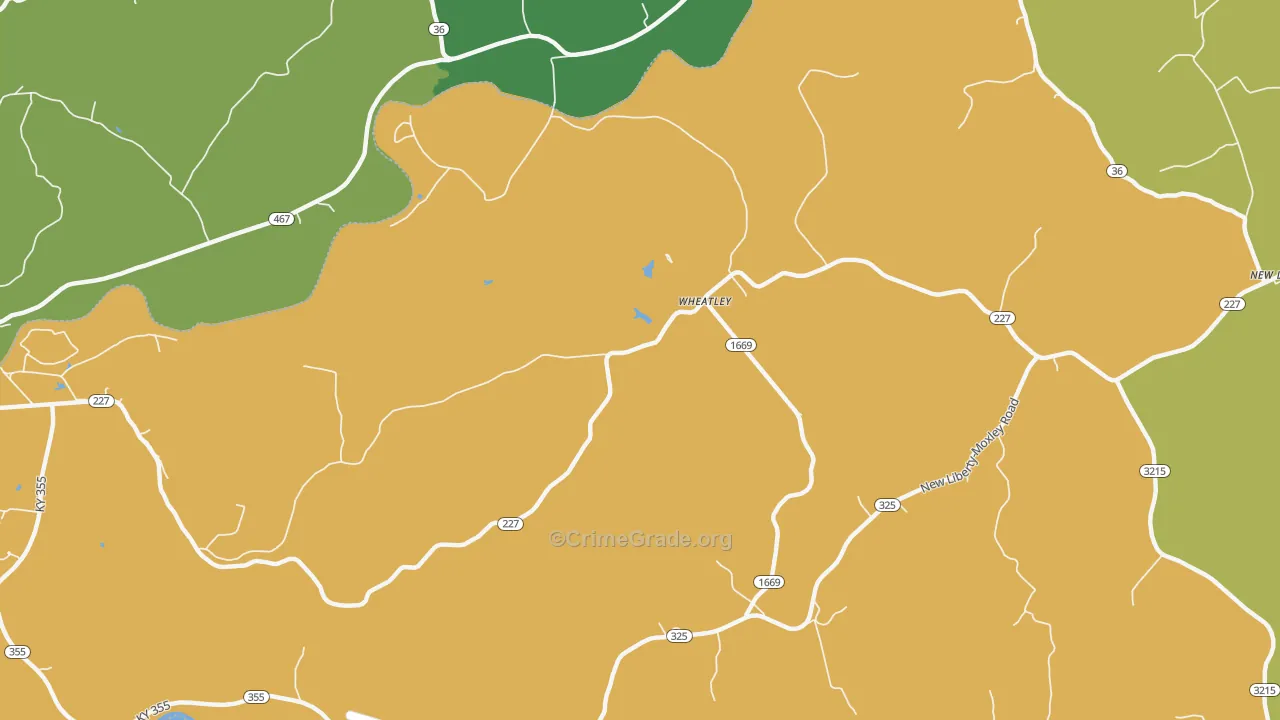 Wheatley, KY Map of Burglary Rates