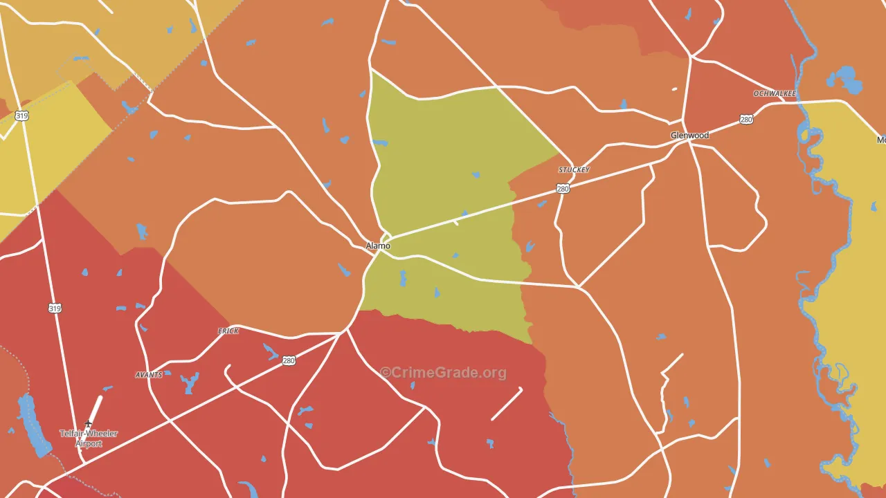 Wheeler County, GA Map of Burglary Rates