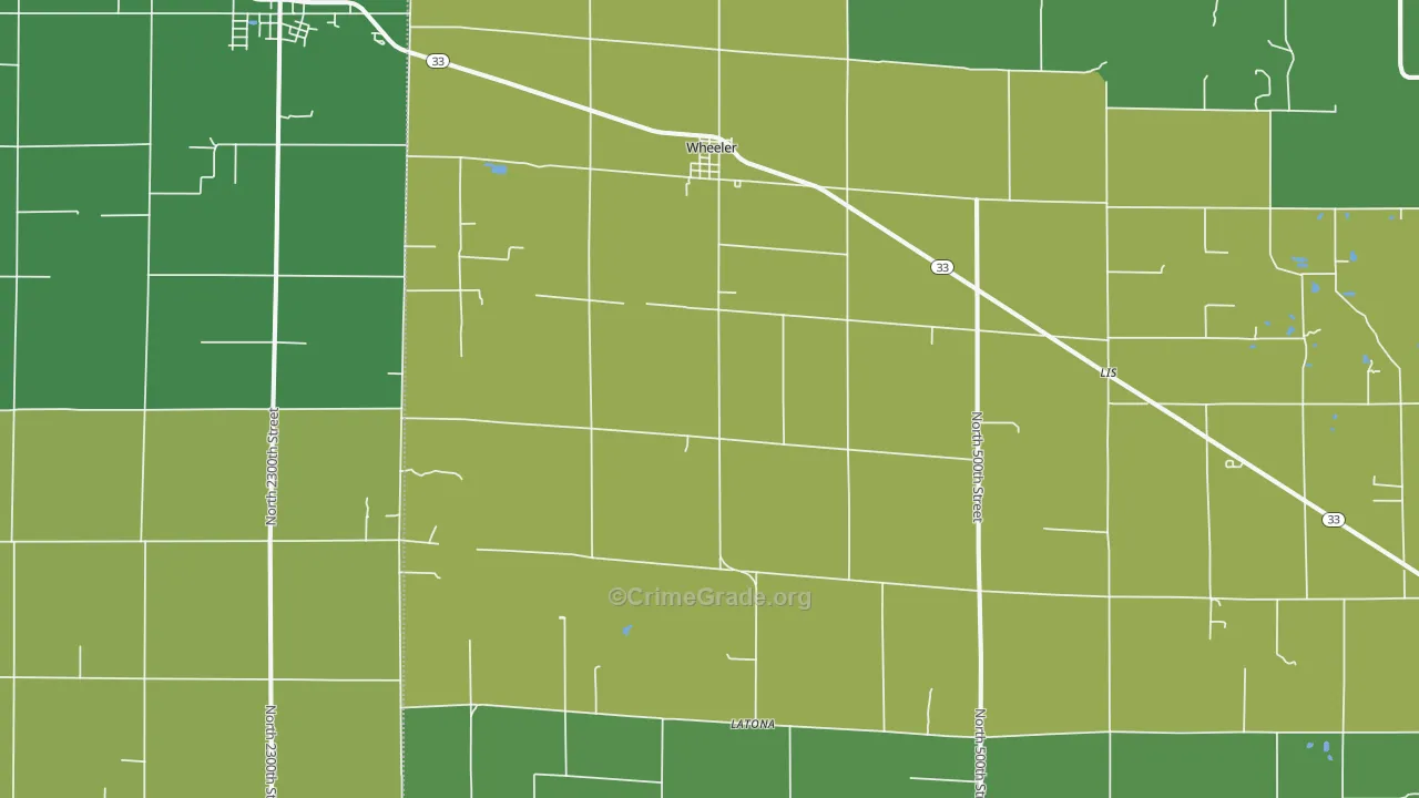 Wheeler, IL Map of Burglary Rates