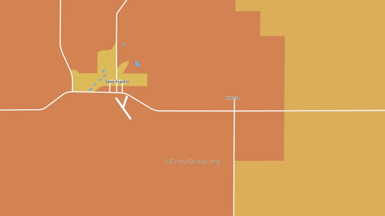 Wheeler, KS Map of Burglary Rates