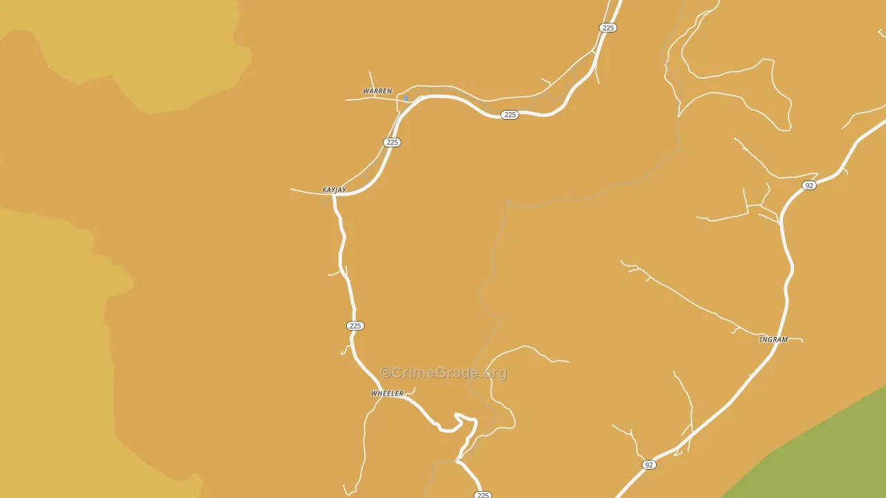 Wheeler, KY Map of Burglary Rates
