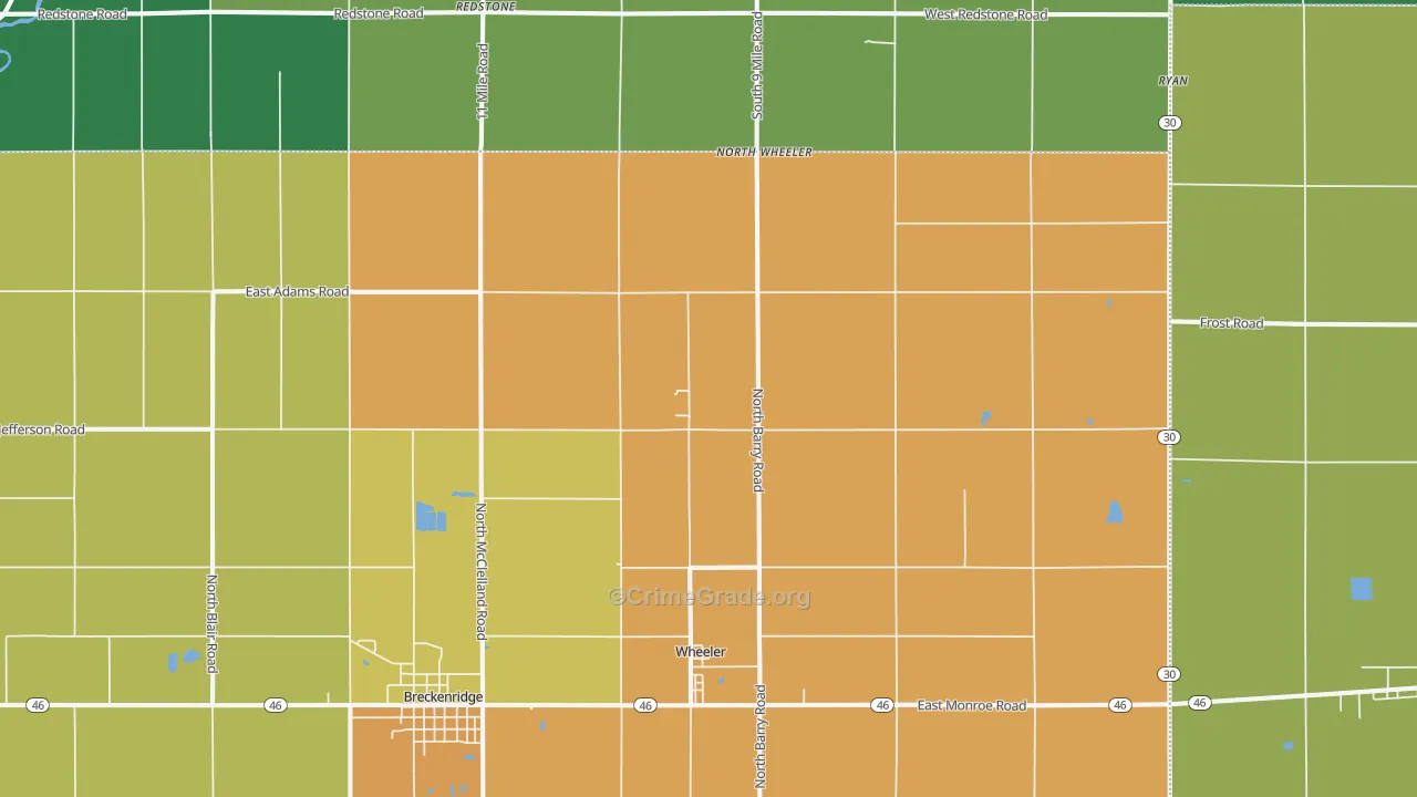 Wheeler, MI Map of Burglary Rates