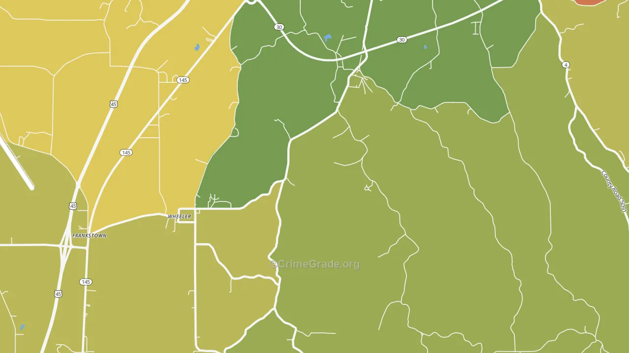 Wheeler, MS Map of Burglary Rates