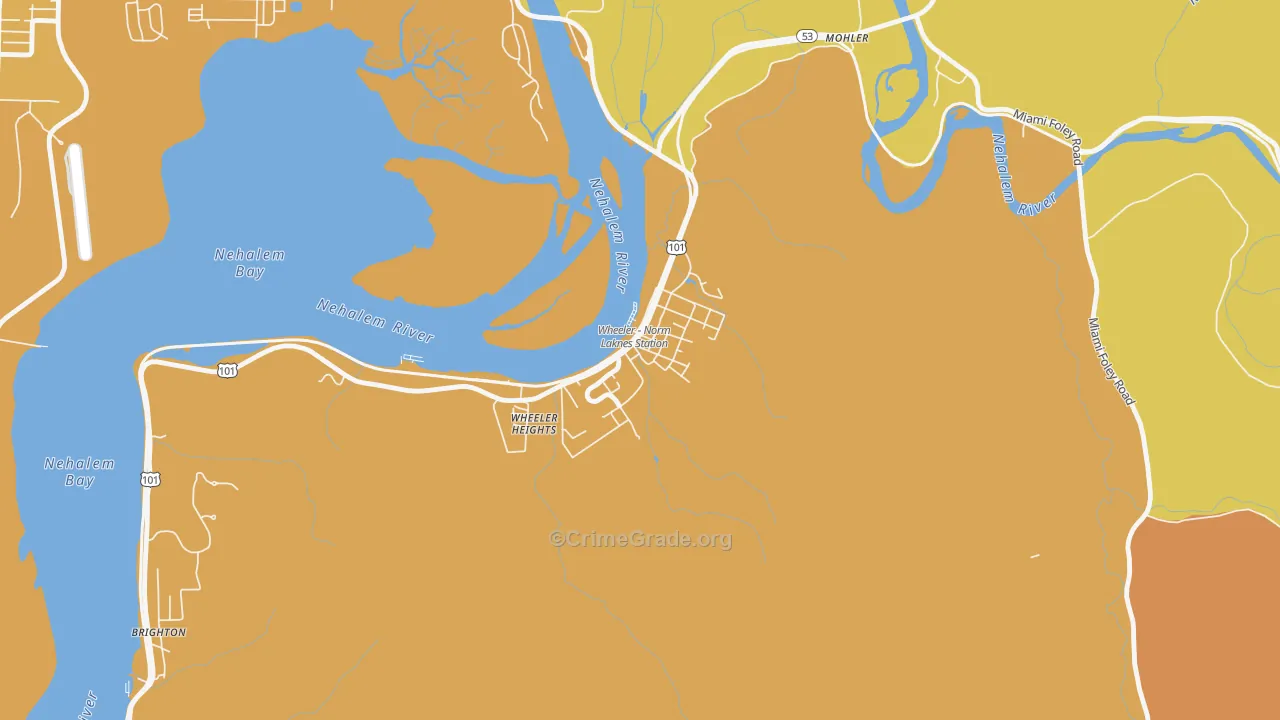 Wheeler, OR Map of Burglary Rates