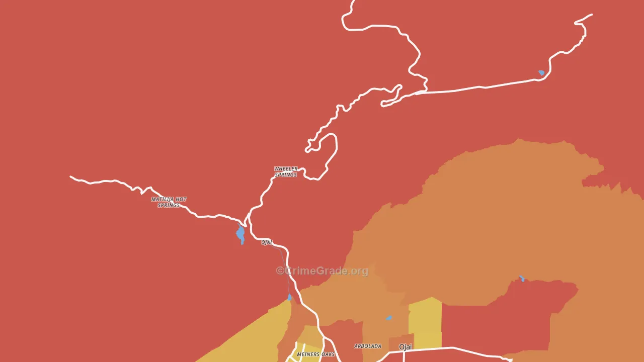 Wheeler Springs, CA Map of Burglary Rates