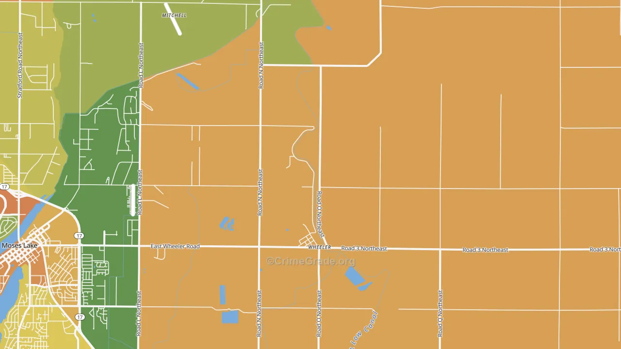 Wheeler, WA Map of Burglary Rates