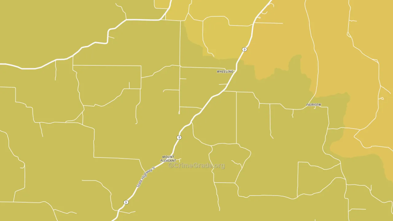 Wheeling, AR Map of Burglary Rates