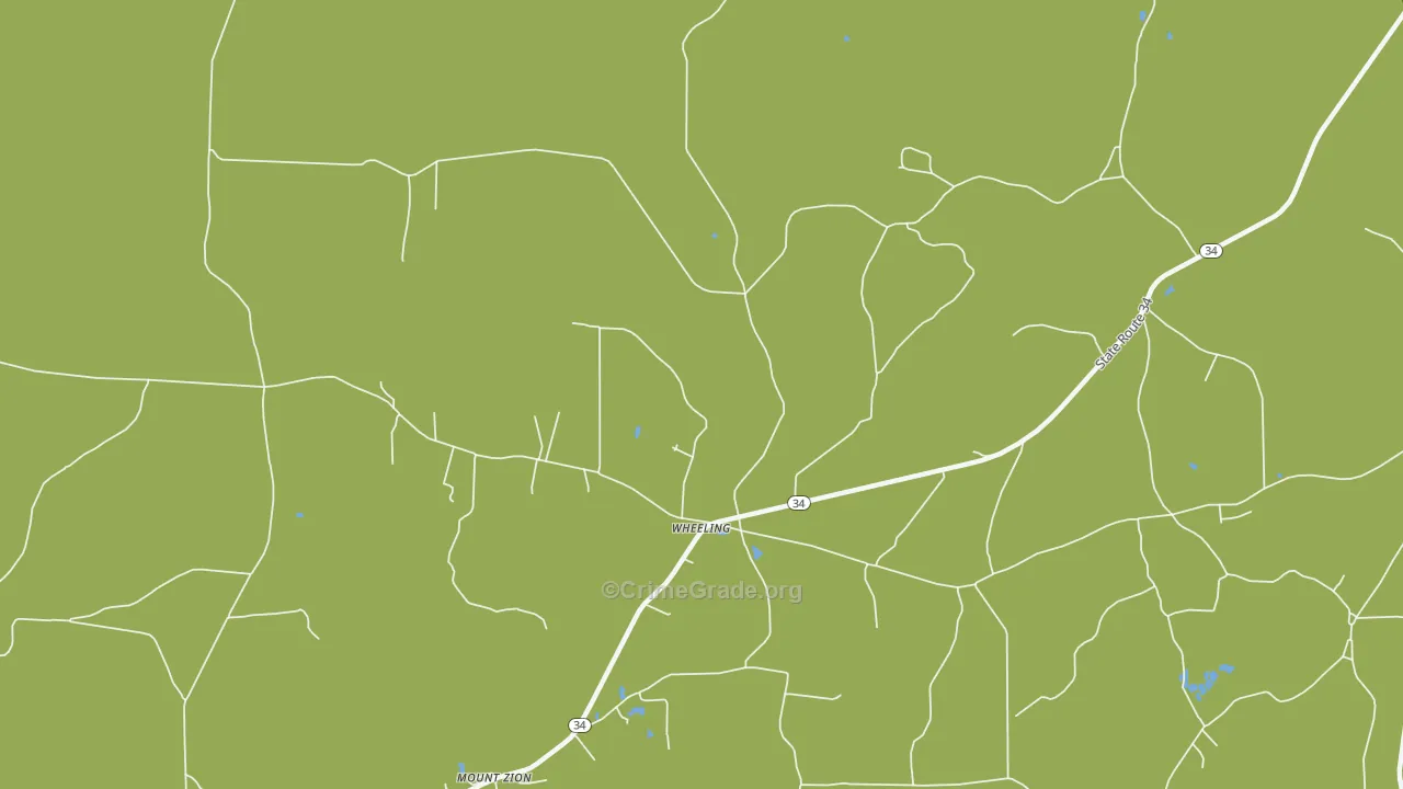 Wheeling, LA Map of Burglary Rates