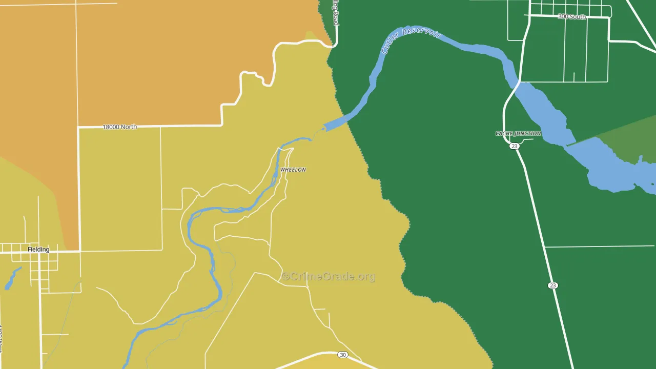 Wheelon, UT Map of Burglary Rates