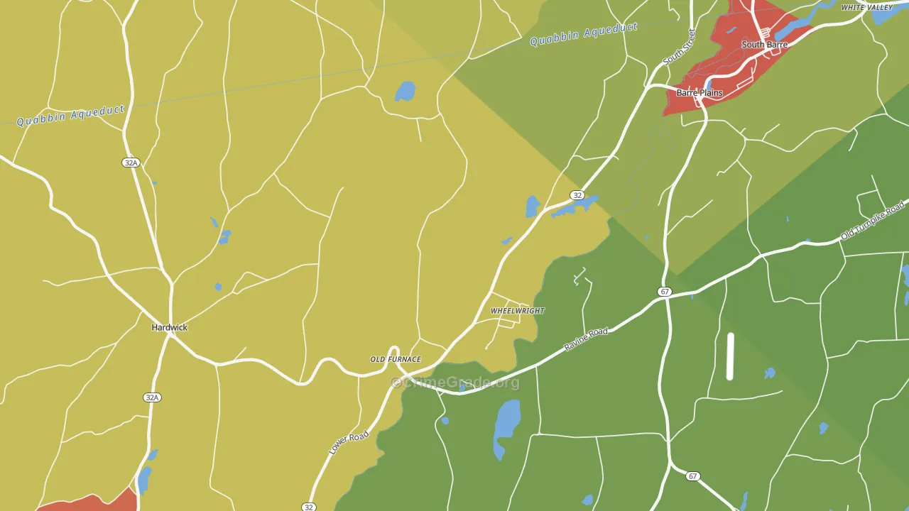 Wheelwright, MA Map of Burglary Rates
