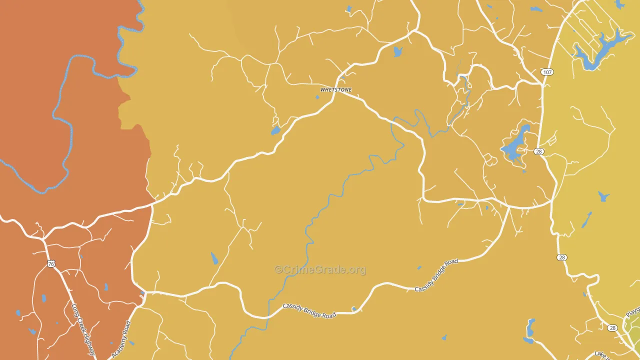 Whetstone, SC Map of Burglary Rates