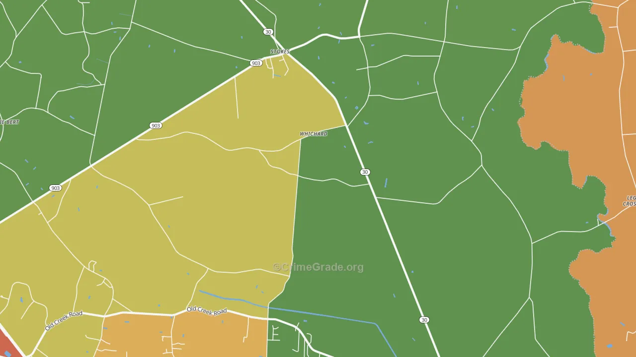 Whichard, NC Map of Burglary Rates
