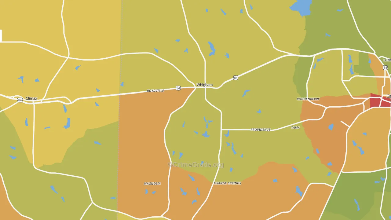 Whigham, GA Map of Burglary Rates