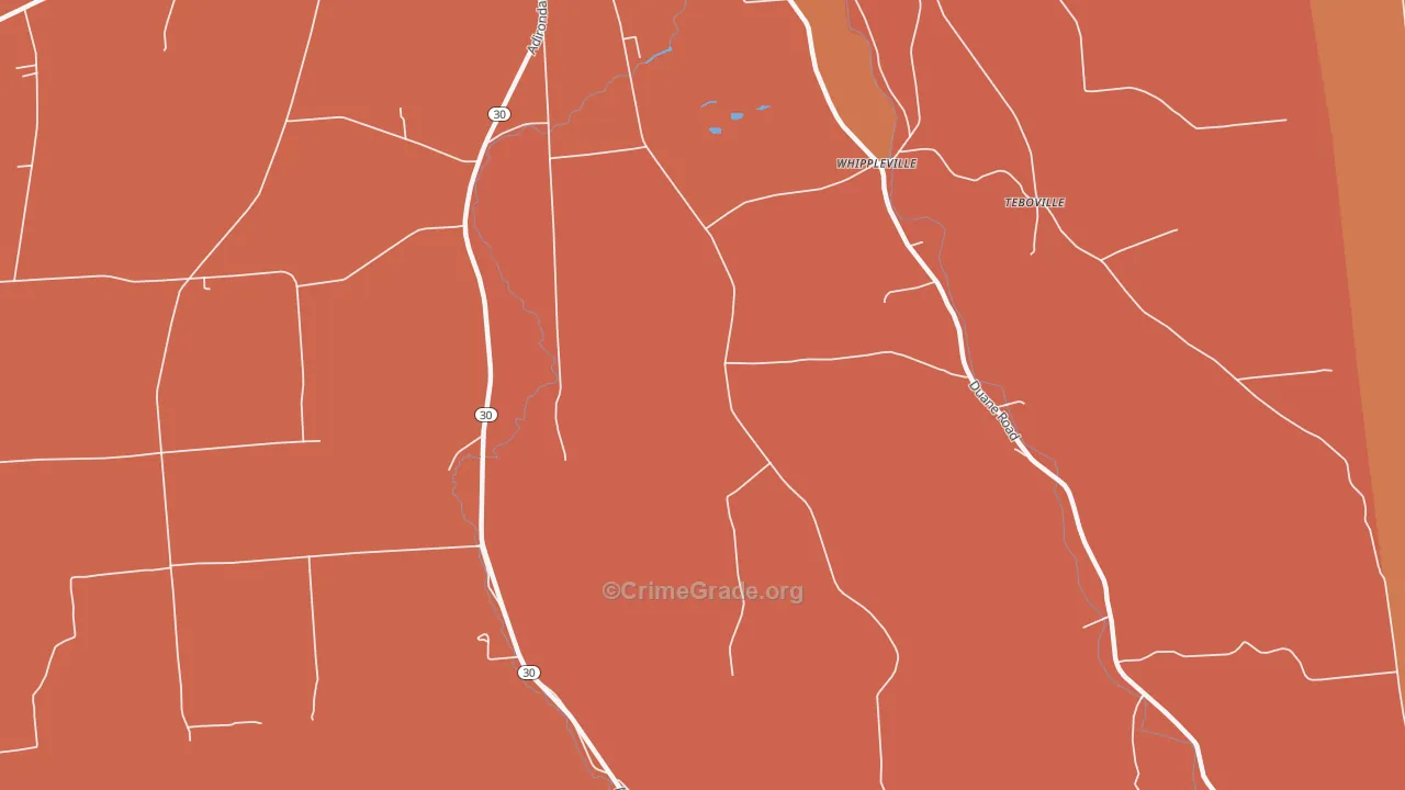 Whippleville, NY Map of Burglary Rates